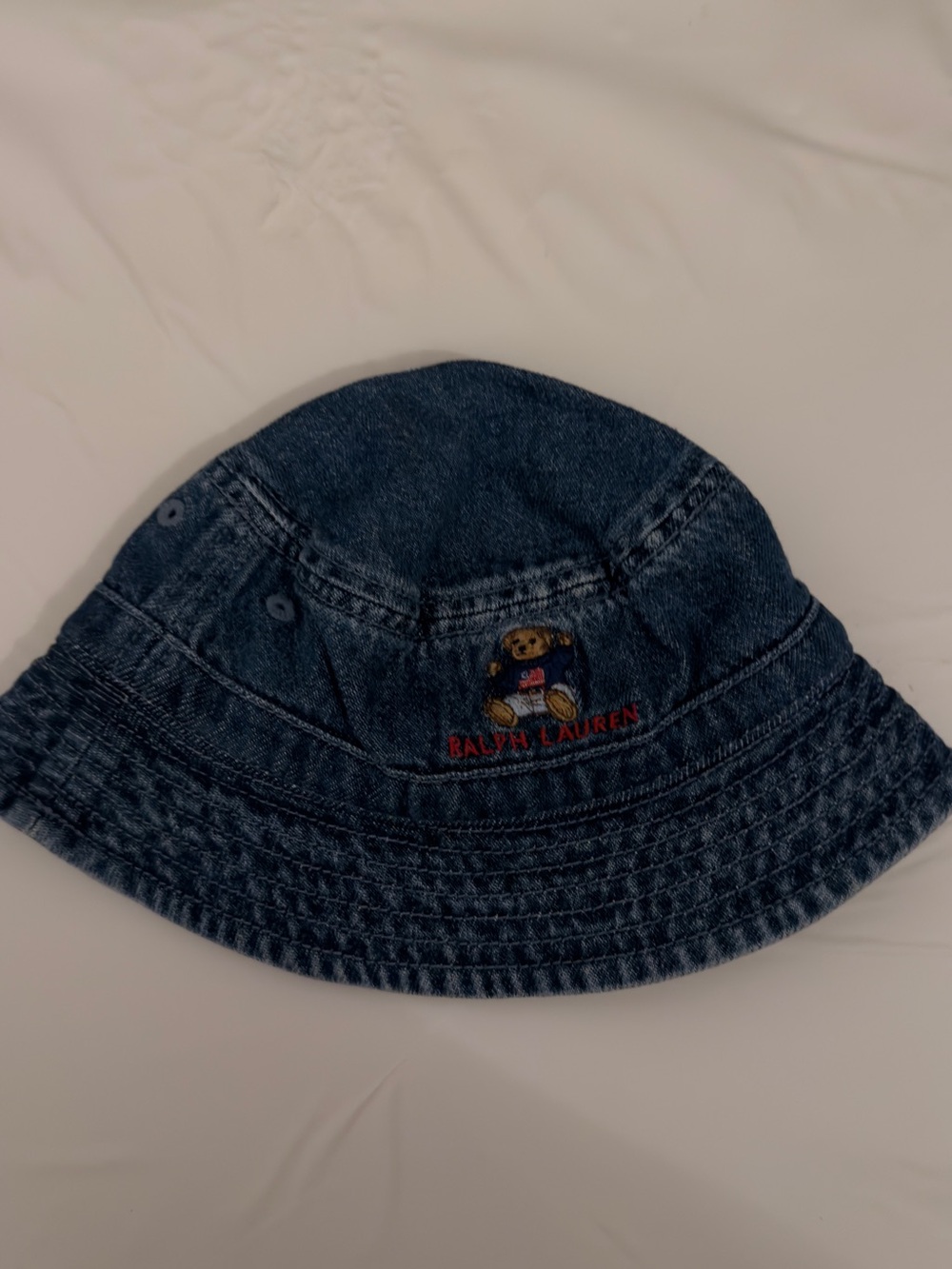 Ralph Lauren Navy Denim Kids Polo Bear Bucket Hat